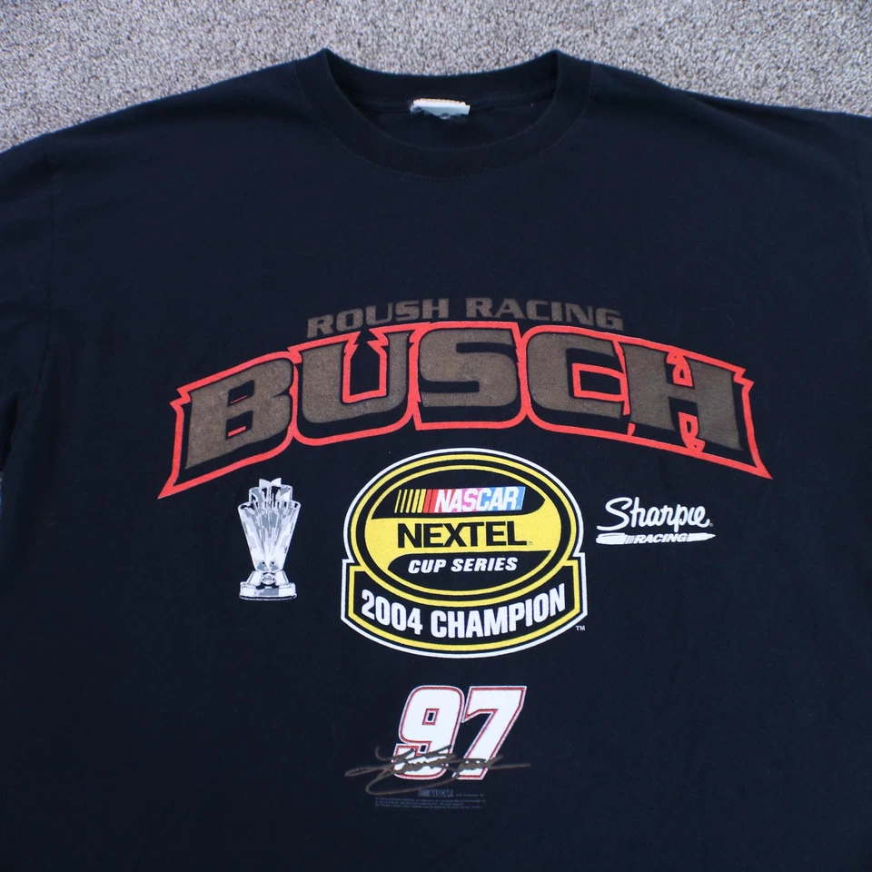 Camisa de carreras Roush vintage para hombre XL NASCAR Nextel Cup 2004 Champion Busch 00s Foto 2 de 4
