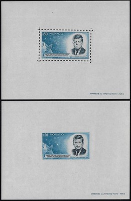 1964 Monaco Kennedy's death 2MS MNH Unified No. S8/8A