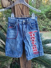Vtg Phat Farm Blue Denim Jean Shorts Long Baggy Style 1992 Kids Youth Sz 4 Y2K 