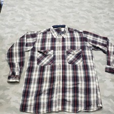 VTG Field and Stream Shirt Mens Large Blue Flannel Plaid Long Sleeve Button Up