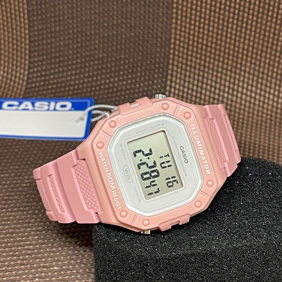 Casio W-218HC-4A Illuminator Pink Resin Digital Sporty Design 