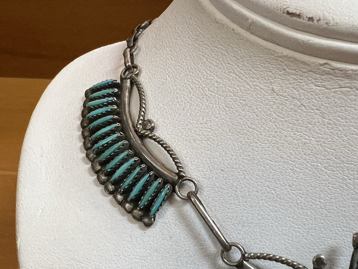 Lateyice Zuni Needle Point Necklace Turquoise Sterling Silver View 2