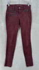 J Brand Skinny Jeans Zip Pocket Women's Size 24 Stretch Burgundy Red Denim 11074