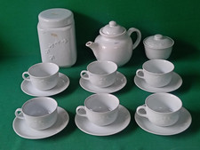 SERVIZIO X 6 BISCOTTIERA TEIERA 6 TAZZE I BIANCHI MULINO BIANCO ANNI '80. DM89
