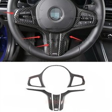 For BMW 3 4 Series G20 G42 2019-2023 Carbon Fiber Look Steering Wheel Cover Trim
