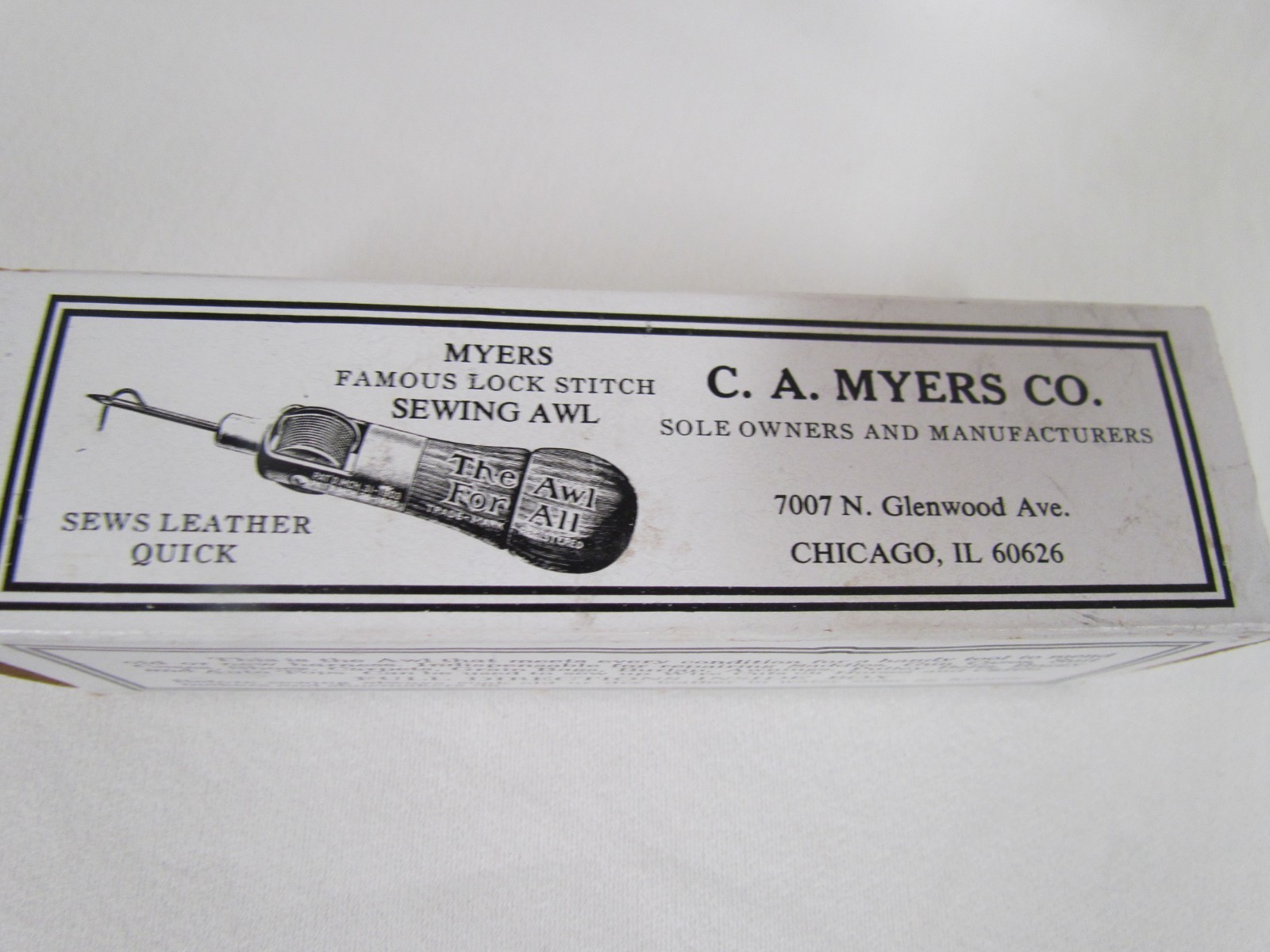 Vintage C.A. Myers Famous Lock Stitch Sewing "Awl For All" w/ Box Tool Needle
