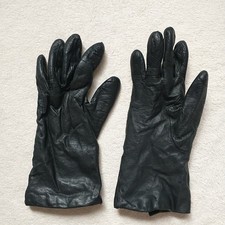 VTG Charter Club Leather Gloves 100 Cashmere Lined Womens 7 Gray Black READ