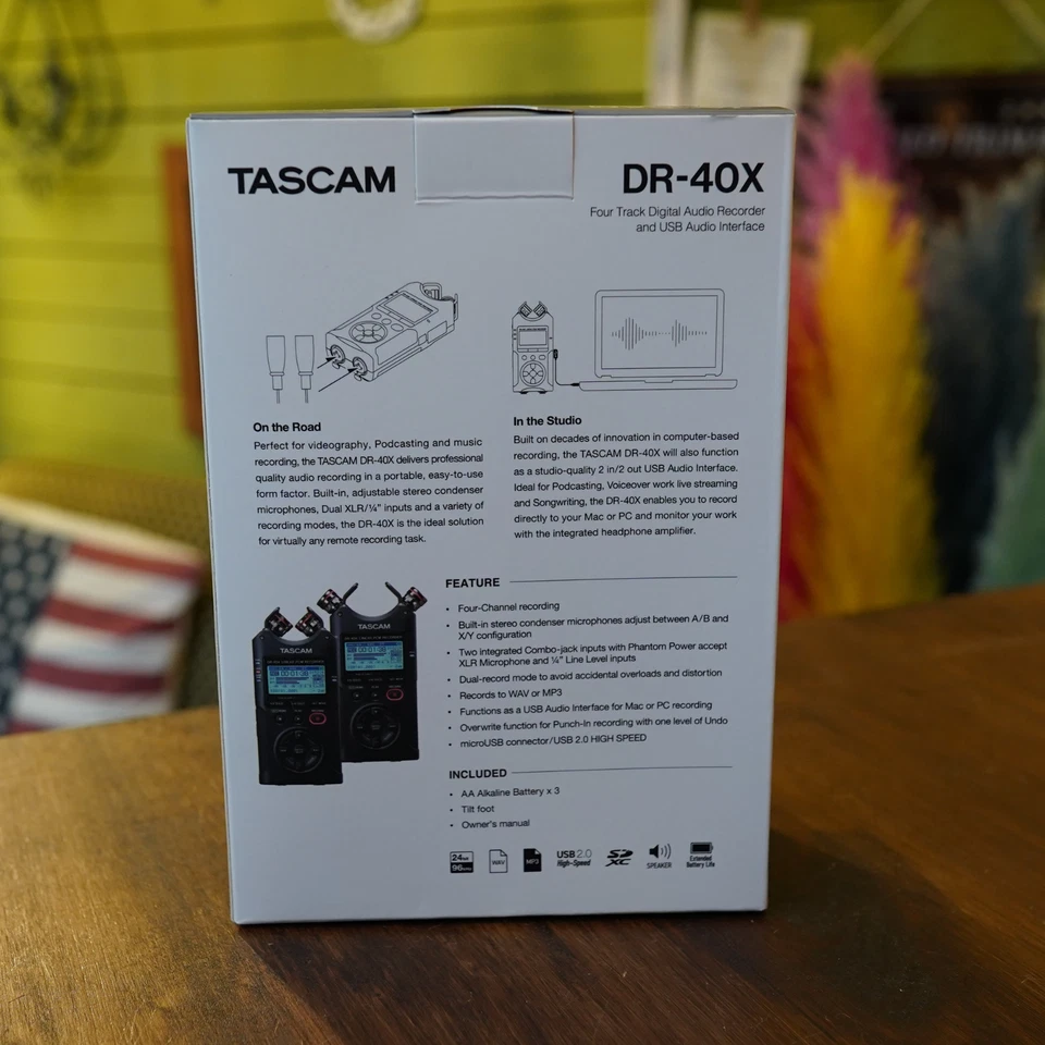 TASCAM DR-40X interfaccia audio USB 4 canali PCM lineare pratico registratore - Immagine 4 di 4