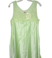 Inner Most Sears Green Satin Lace Nightgown Womens Medium Vintage NWT Modest