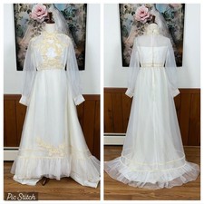 Pretty Vintage 1970s Organza Wedding Gown 