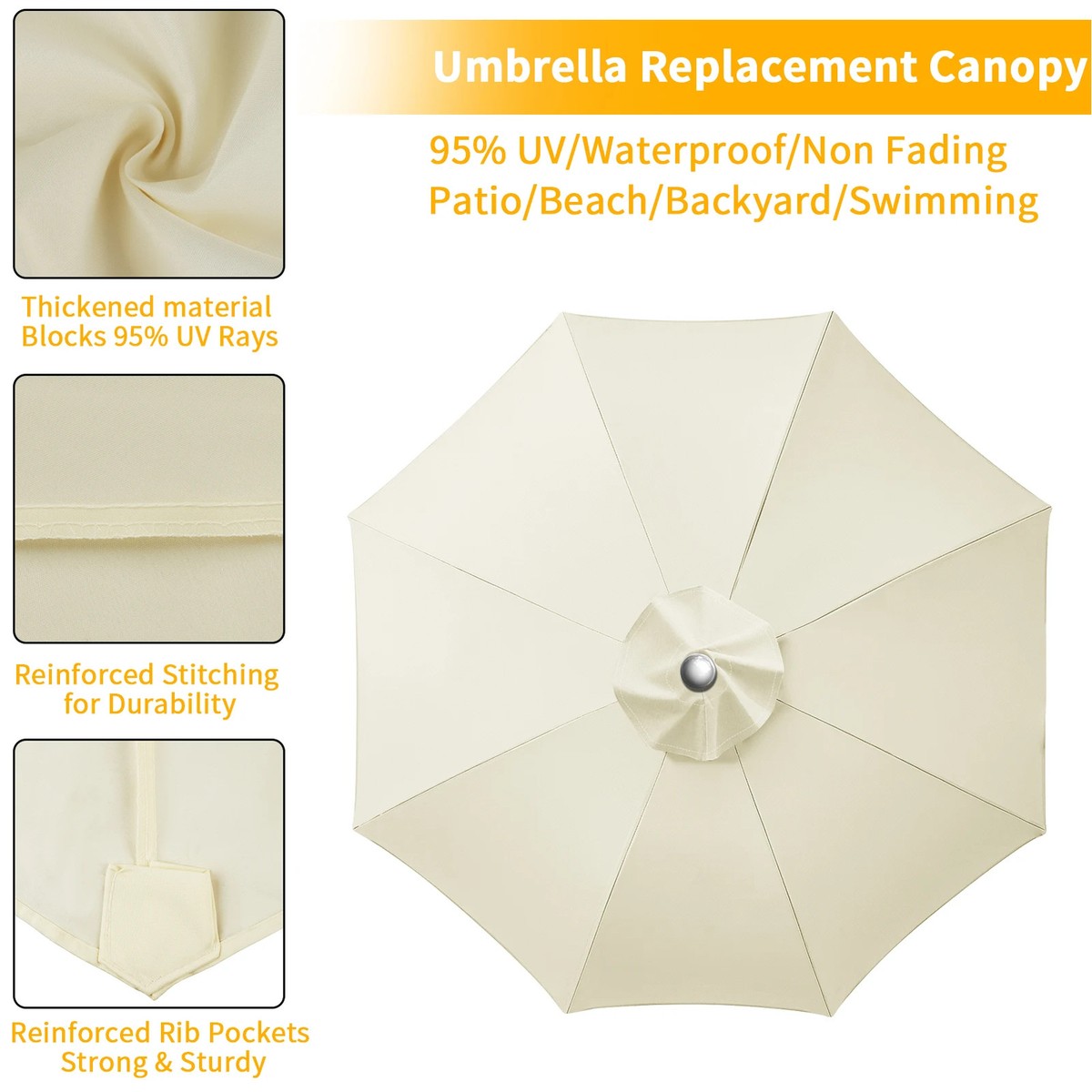 Sonnenschirm-Ersatztuch Outdoor wasserdicht 2 2,5 2,7 3 m Regenschirm