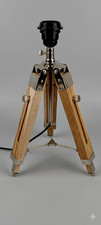 Industrial Nautical Tripod Floor Lamp Base Vintage Retro Adjustable Wood/Chrome