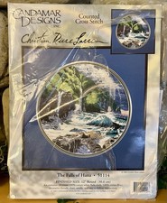 Candamar Christian Riese Lassen Falls of Hana 51114 Cross Stitch Kit 12” Round