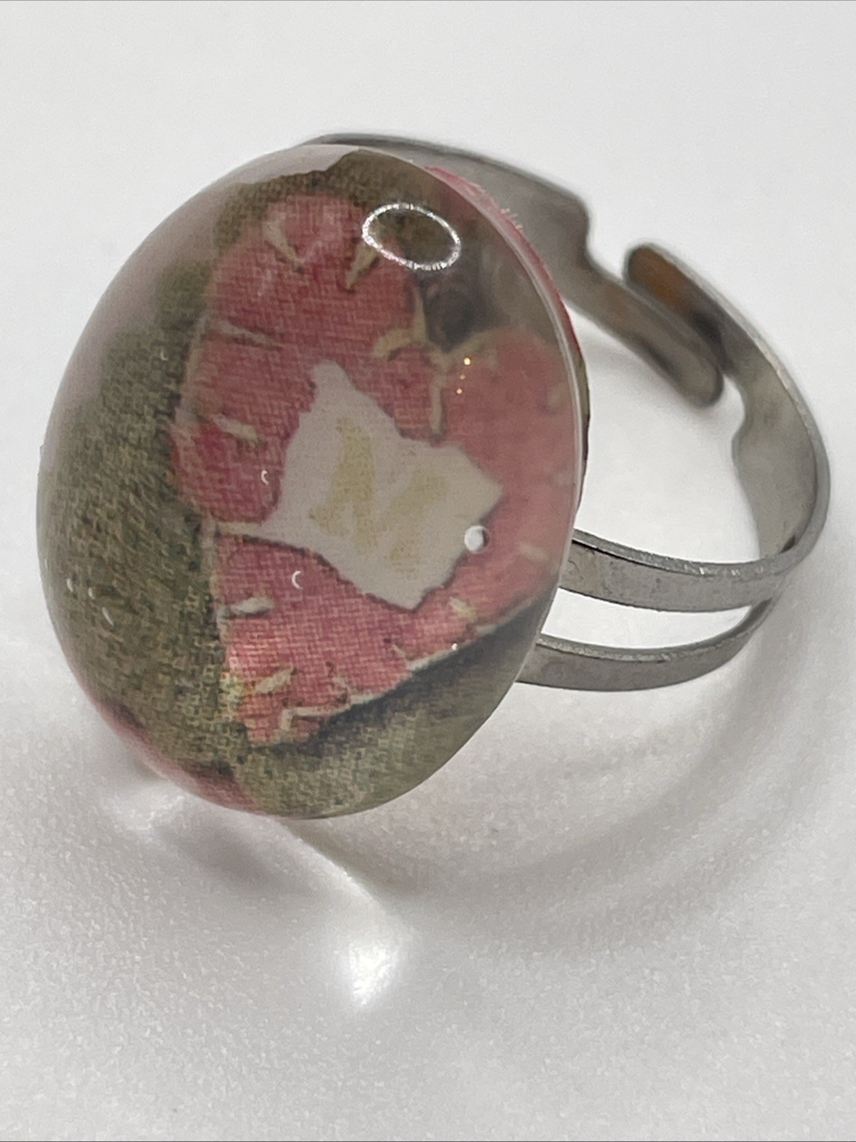 Ring Vintage Silver Toned Initial “M” Egg Shaped … - image 3