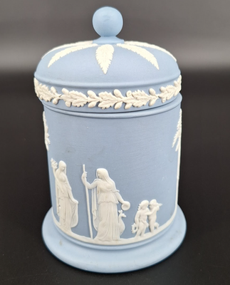 wedgwood cigarette holder Vintage Wedgwood Jasperware Blue & White Lidded Cigarette Container Stash  Box