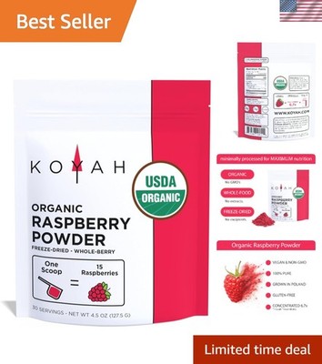 30 Servings of Organic Raspberry Powder - , Gluten-Free, and Delicious