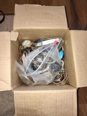 Box of Random Jewelry and Watches Including some 925 Sterling Over 10 lbs