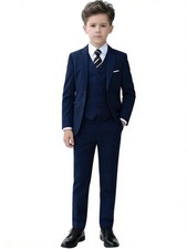 YuanLu Boys Suit for Kids Navy Blue Formal Suits Slim Fit Wedding Dresswear ...