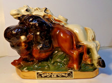Vintage 1971 EZRA BROOKS Indian Buffalo Horse Decanter (missing Indian!) empty
