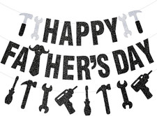 Black Glittery Happy Father'S Day Banner Fathers Day Banner with Father'S Day Ga