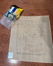 Vintage Jane McGown Flynn Burgess Frog 860 Rug Hooking Pattern  Wool Kit BURLAP
