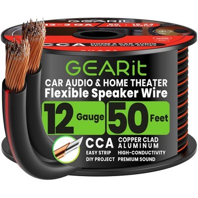 High-Efficiency 12AWG Speaker Cable 50ft - DIY & Car Audio