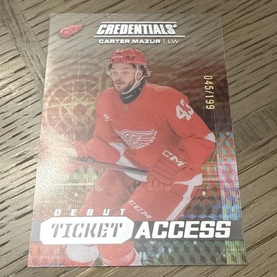 2025-26 Upper Deck Credentials Carter Mazur Acetate Debut Ticket Access RC /199