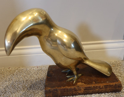 Vintage MCM Exoticism 8'' Brass Toucan Fig Art Deco Dolbi Cashier Style