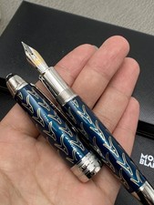 MONTBLANC Meisterstuck Le Petit Prince Fox 163 Silver-Blue Fountain Pen Orignal