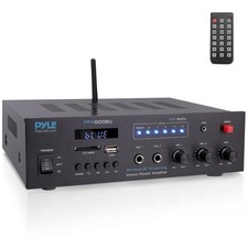 Pyle 300W Bluetooth Karaoke Amplifier - 2-Channel PA System with FM Black
