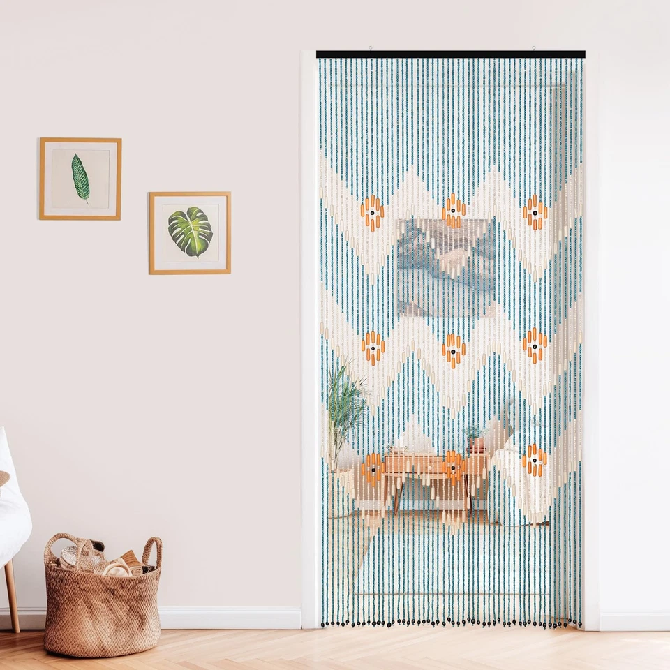 Cortina de Cuentas para Puerta Hecha a Mano Bambú Madera Puerta Cuentas Colgante Habitación Div... Foto 2 de 4