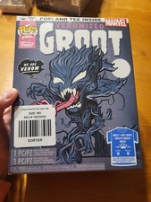 Funko Pop Tees Marvel Venomized Groot 511 GITD HOT TOPIC Medium Tshirt Bundle