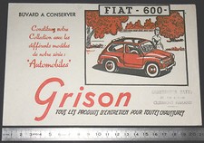 BUVARD 1950 GRISON ENTRETIEN CHAUSSURES AUTOMOBILE AUTO FIAT 600