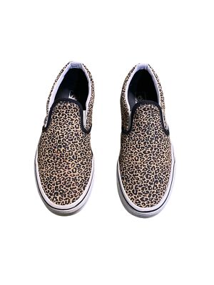 Vans Slip-On Leopard Print Beige Black Skateboarding Shoes Girls