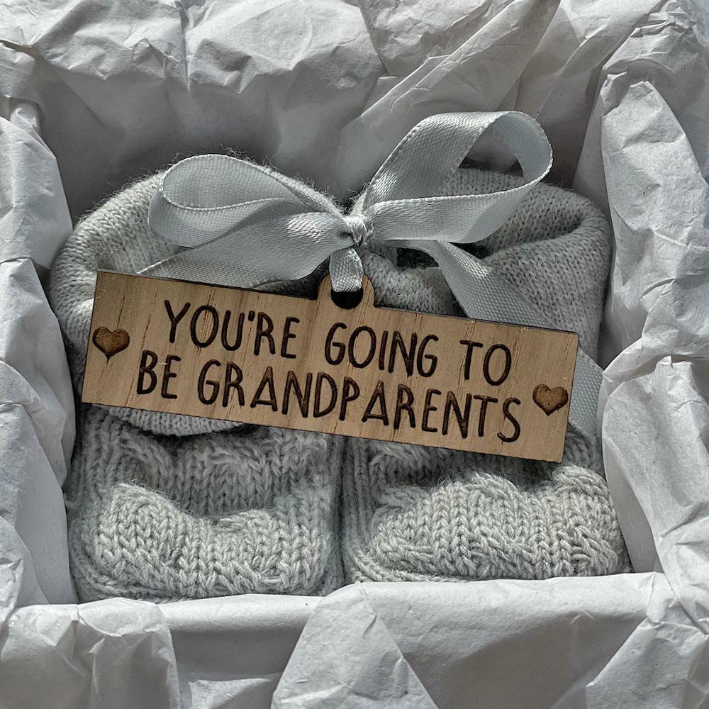 Personalised Baby Booties You're going to be Grandparents Pregnancy announcement