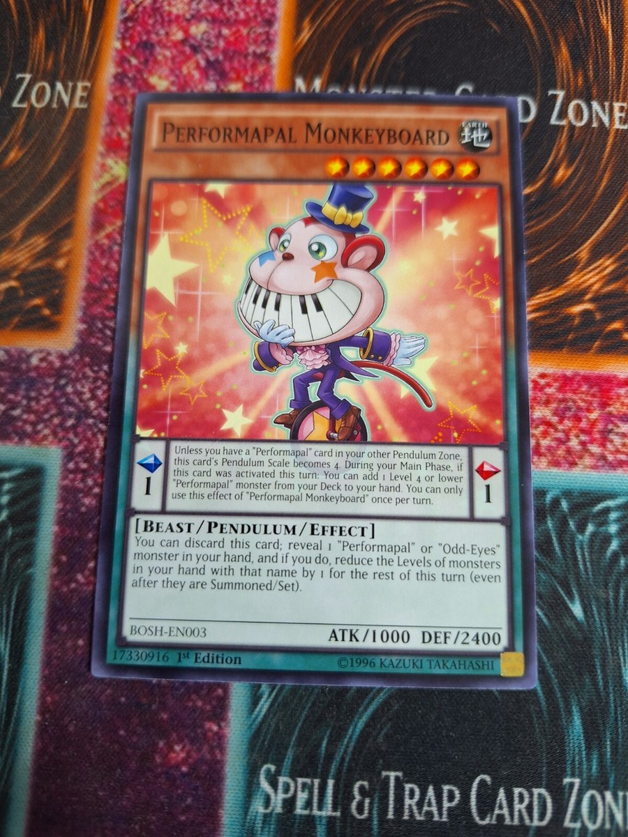 monkey deck yugioh Yu-Gi-Oh! TCG Performapal Monkeyboard BOSH-EN003 Common 1st Edition Near  Mint