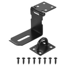 3" Padlock Latch, Stainless Steel 90 Degree Barn Door Hasp Lock, Black