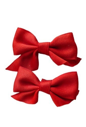 NEW 6cm Red Satin Fabric Bow 4.5cm Hair Black Beak Clip Slide Fashion