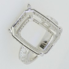Sterling Silver Semi Mount Ring Setting Emerald OCT 20X15mm