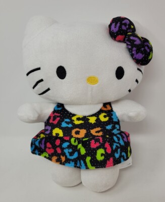 HELLO KITTY Black Multi-Color Dress Glitter Leopard Bow Plush Sanrio Fiesta 2015