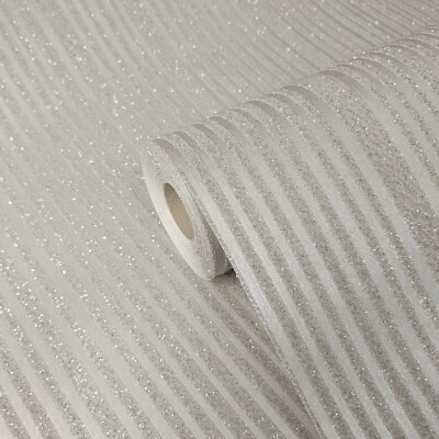 Contemporary Striped Glitter Sparkle Glassbeads lines tan metallic Wallpaper 3D