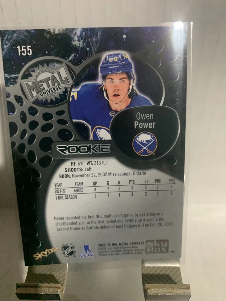 2022-23 Skybox Metal Universe Rookie Owen Power #155 Buffalo Sabres - Image 2 of 2