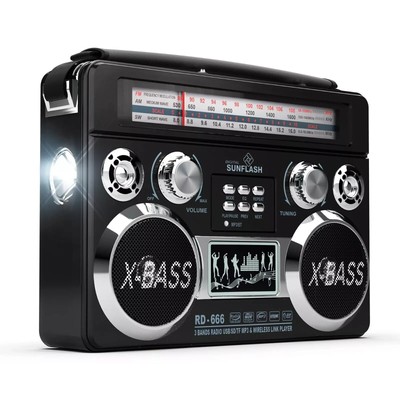 Supersonic Black Portable Retro AM/FM/SW 3-Band Radio With Bluetooth ...