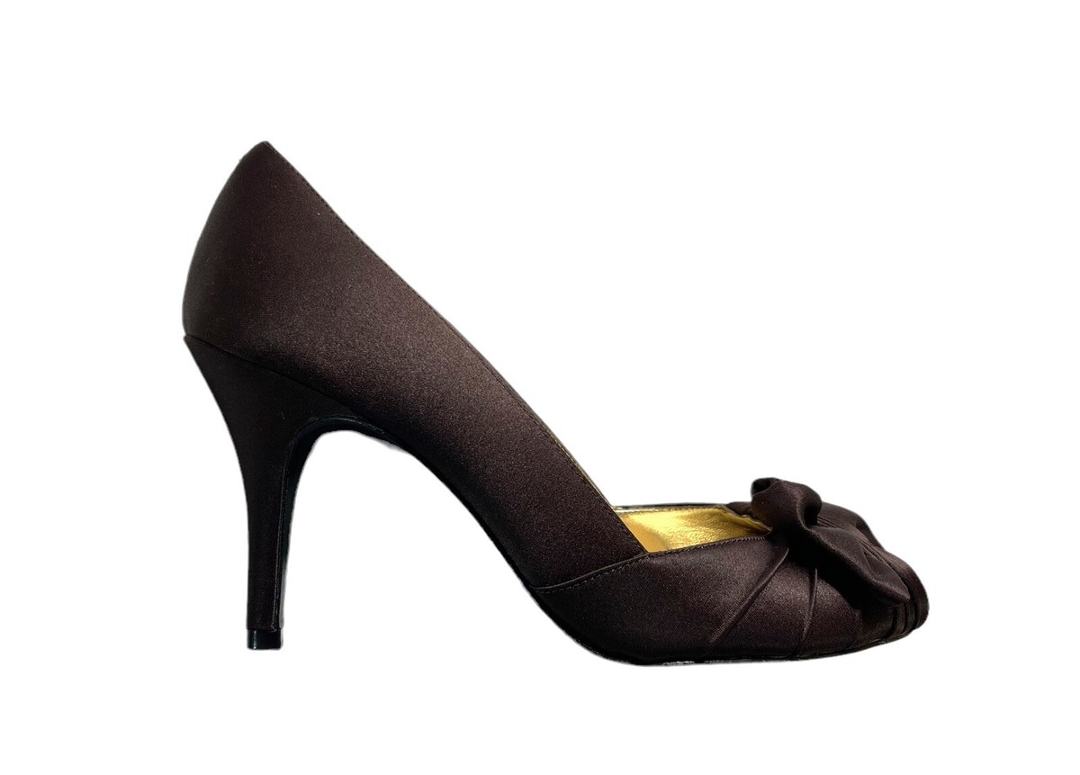 Nina Ricci Women's Shoes Brown Paladin Satin Heels Pumps Size 6 M
