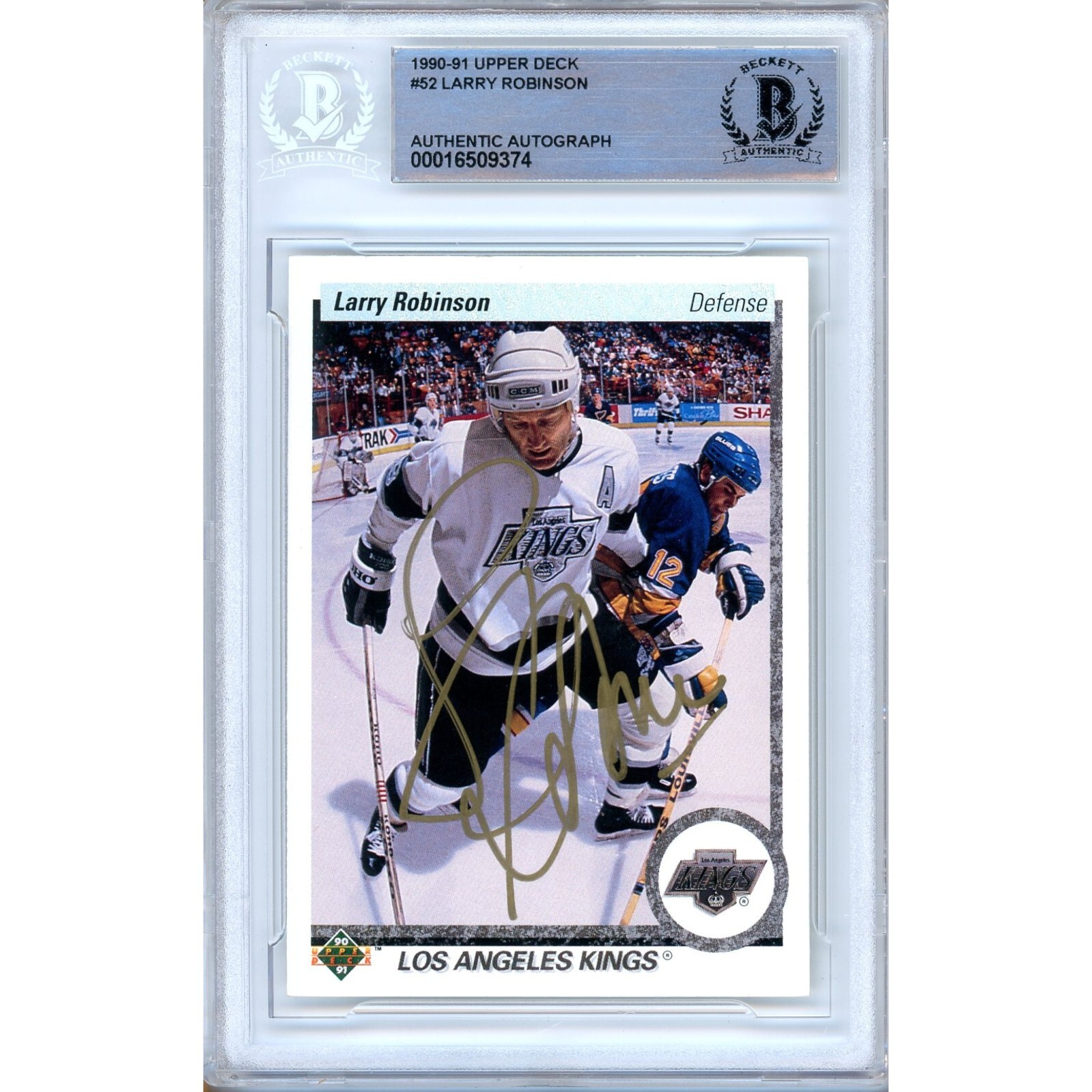Larry Robinson Los Angeles Kings Auto 1990-91 Upper Deck BAS Auth Autograph LA