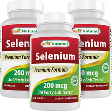 3 Pack Best Naturals Selenium 200 mcg 240 Tablets