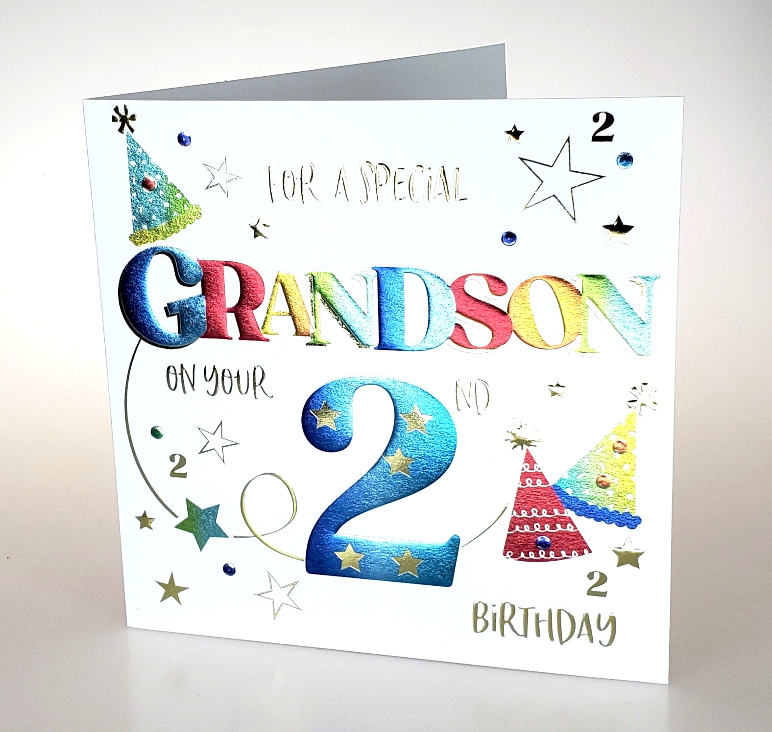 For A Special Grandson On Your 2nd Birthday. Happy Birthday 2 Card.
