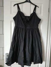 Torrid Size 1 (18/20) Black Poplin Summer Strappy Dress 50s Tie Front
