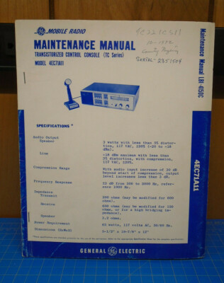 GENERAL ELECTRIC TRANSISTORIZED CONTROL CONSOLE MAINTENANCE MANUAL LBI-4150C