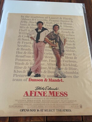 Vintage 1986 Ted Danson Howie Mandel A Fine Mess Movie ad